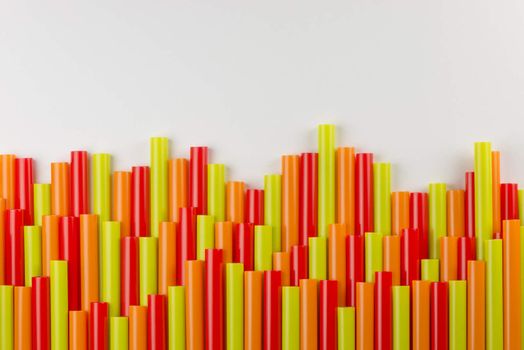 Collection colored drinking straws in three colors