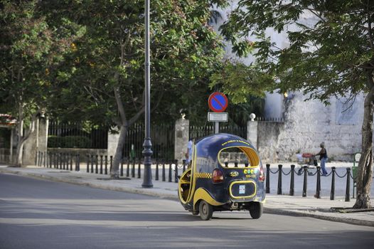 Old Havana, Cuba, -  August  2013. Apart from the most famous attraction - riding a retro car of 20's - 50's, the tourists in Cuba can use nice taxis.