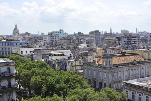 Center of the old Havana city in Cuba, view at the architectural monuments.