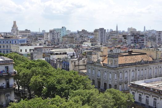 Center of the old Havana city in Cuba, view at the architectural monuments.