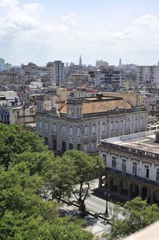 Center of the old Havana city in Cuba, view at the architectural monuments.