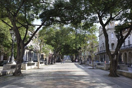 Havana, Cuba, August 2013.  Paseo de Marti is a beautiful alley made in old romantic style.