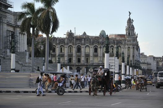 Havana, Cuba, August 2013.  Paseo de Marti. View at the Capitol Hill.