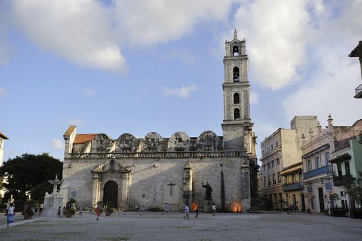 Havana, Cuba, August 2013.  The Iglesia y Monasteio de San Francisco de Asis in the Plaza of the same name in Havana Vieja.