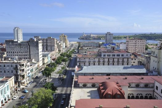 Center of the old Havana city in Cuba, view at the architectural monuments.