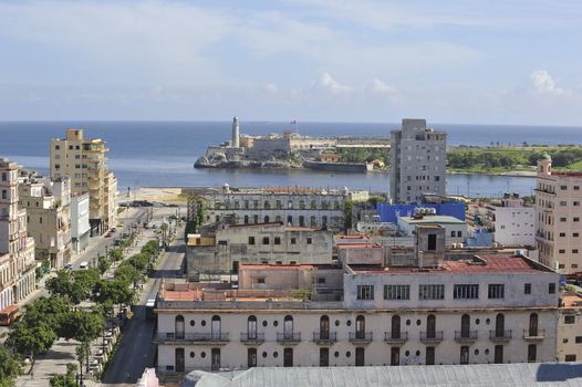 Center of the old Havana city in Cuba, view at the architectural monuments.