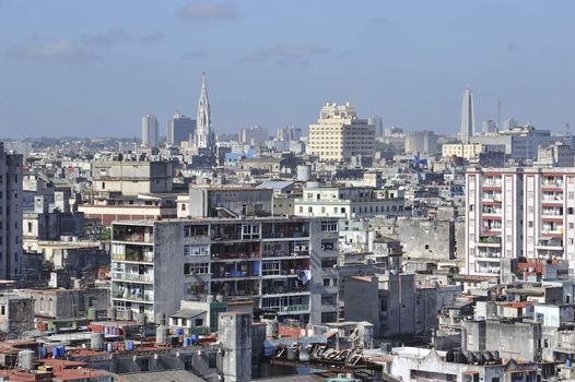 Center of the old Havana city in Cuba, view at the architectural monuments.