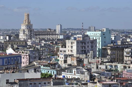 Center of the old Havana city in Cuba, view at the architectural monuments.