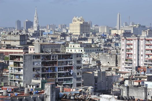 Center of the old Havana city in Cuba, view at the architectural monuments.