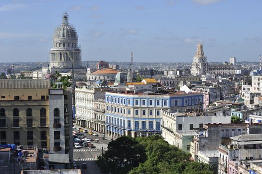 Havana, Cuba, August 2013.  Center of the city looks great in some parts: buildings renewed and streets are clean. Though in the neighborhood the houses are obsolete and dirty.