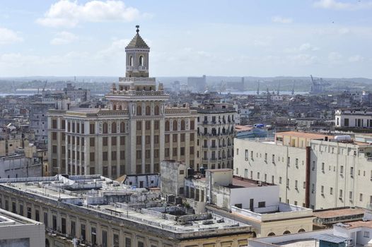 Center of the old Havana city in Cuba, view at the architectural monuments.