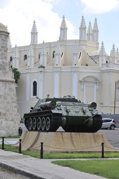 Center of the old Havana city in Cuba, view at the architectural monuments.