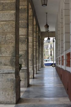 Center of the old Havana city in Cuba, view at the architectural monuments.