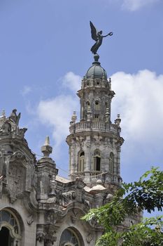 Center of the old Havana city in Cuba, view at the architectural monuments.