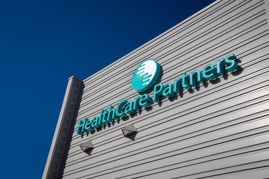 LOS ANGELES, CA/USA - NOVEMBER 22, 2015: HealthCare Partners exterior and logo. HealthCare Partners manages and operates medical groups and affiliated physician networks.