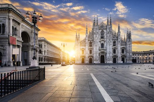 Duomo at sunrise, Milan, Europe.