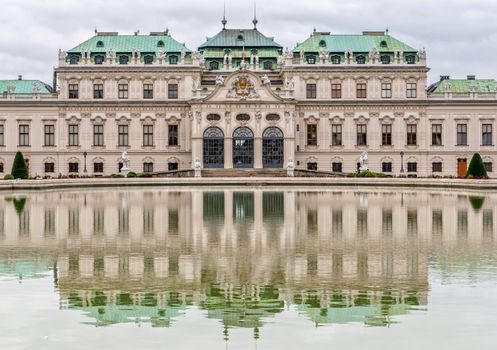 Belvedere Palace in cloudy day before rain. Vienna, Austria