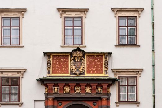 Elaborate archway at Hofburg at Heldenplatz in Vienna. Austria