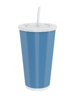 Fast food paper cup with straw isolated on white