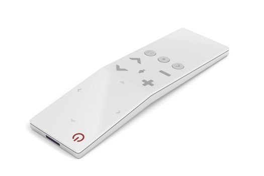 White remote control for smart tv on white background