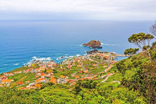 View of the village of Porto Moniz, Madeira Island, Portugal