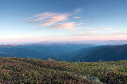 evening mountain plateau landscape (Carpathian, Ukraine) 