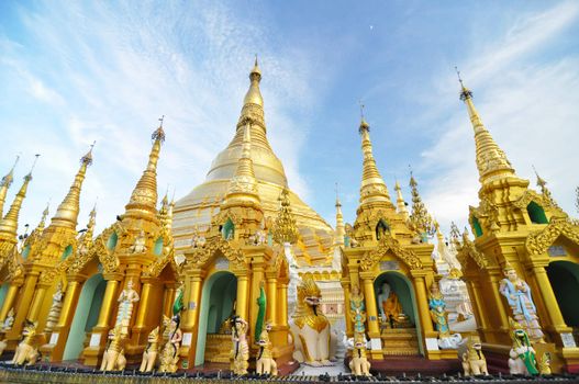 Shwedagon Pagoda Temple, Landmark in Yangon, Myanmar. 