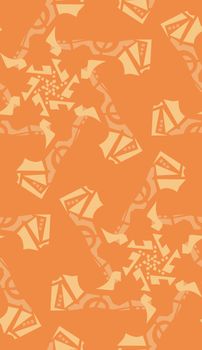 Seamless kaleidoscope background pattern of orange star shapes