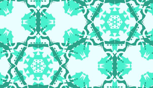 Repeating green doily pattern with hexagonal shapes