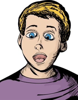 Cartoon of male Caucasian youth with mouth open