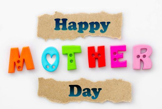 Happy mother day greeting card on white background.