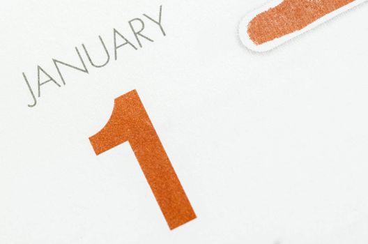 Calendar page with marked date of 1st of January.