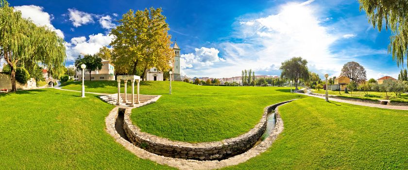 Solin park and church panoramic view with Jadro river, Dalmatia, Croatia