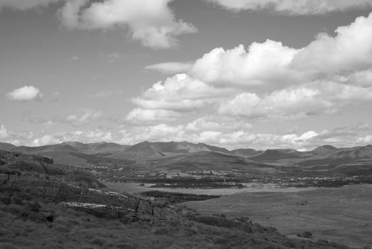 beautiful cloudy mountain view from the kerry way walk in ireland