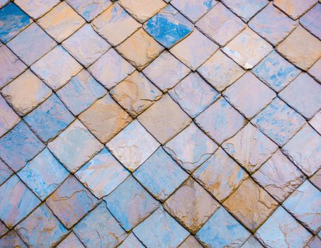 Colourful slate roof texture