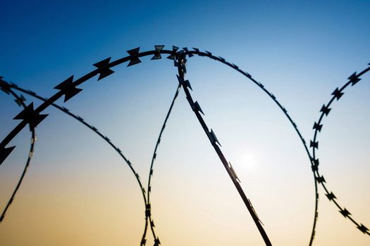 Razor wire, sky background
