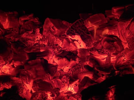 embers and the fire in the stove in Russian Karelia, February, 2015