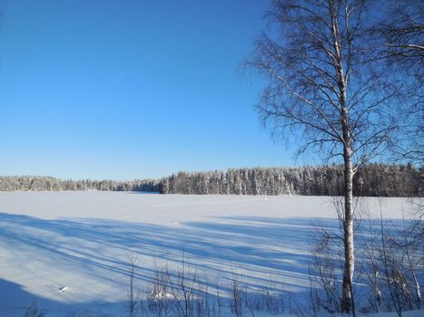 Winter landscape in the Karelia, in February 2015.