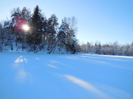 Winter landscape in the Karelia, in February 2015.