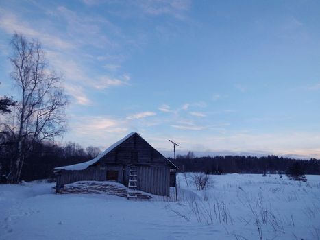 Winter landscape in the Karelia, in February 2015.