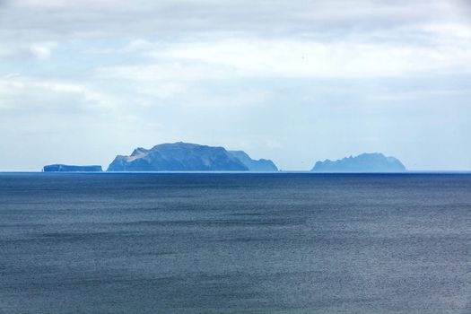 Islands (Ilhas Desertas) in the east of Madeira, from left to right named Chao, Deserta Grande, and Bugio - view from town Canical