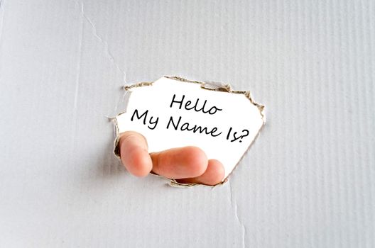 Hello my name is text concept isolated over white background
