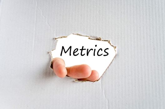 Metrics text concept isolated over white background