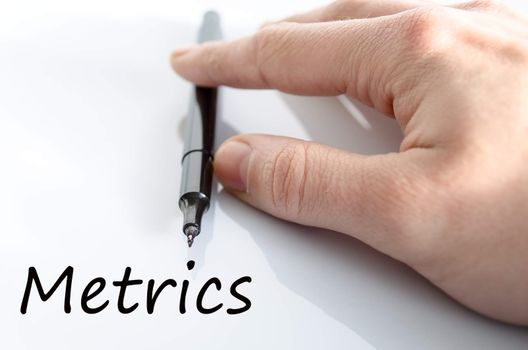 Metrics text concept isolated over white background