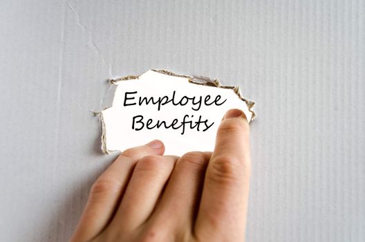 Employee benefits text concept isolated over white background