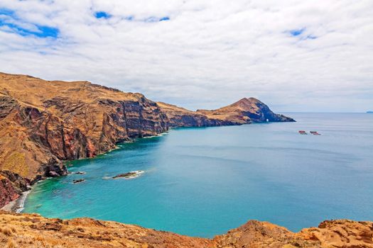 View of rock gate Ponta do Furado - the most easterly point on Madeira