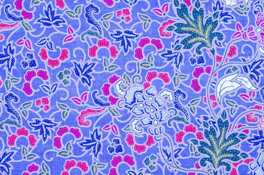 Fabric with floral batik pattern