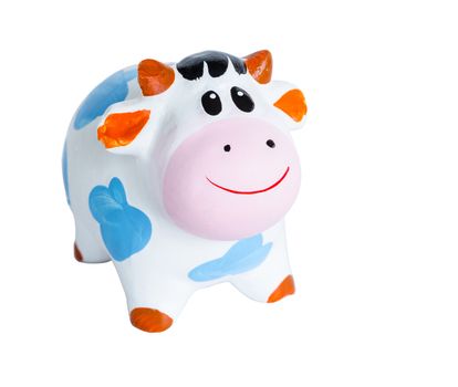 Baby Cow coin box isolated on white background