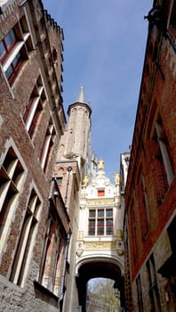 narrow street in Bruges, Belgium