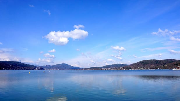 Blue sky and blue sea at Klagenfurt, Austria